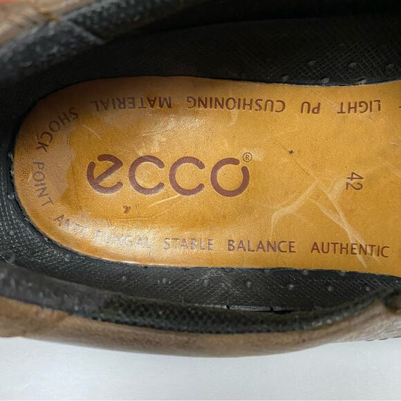 Ecco Brown Leather Square Toe Loafer Shoes EU 42 US 8-8.5 - Picture 9 of 10